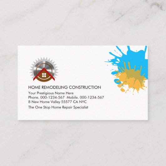 Paint Splattered Dirty Wall Handyman Tools Visitenkarte (Rückseite)