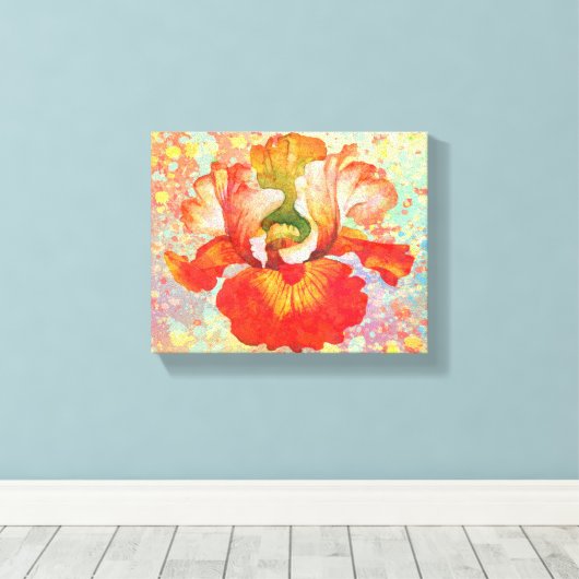 Paint Splattered Iris Canvas Print Leinwanddruck (Insitu (Holzboden))