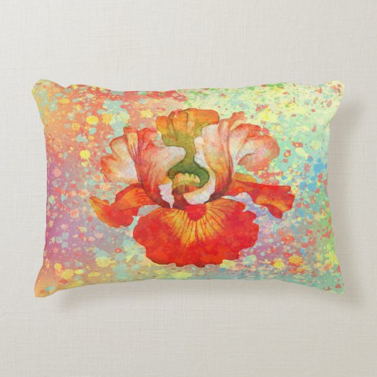 Paint Splattered Iris Pillow in Orange Colors Dekokissen (Vorderseite)