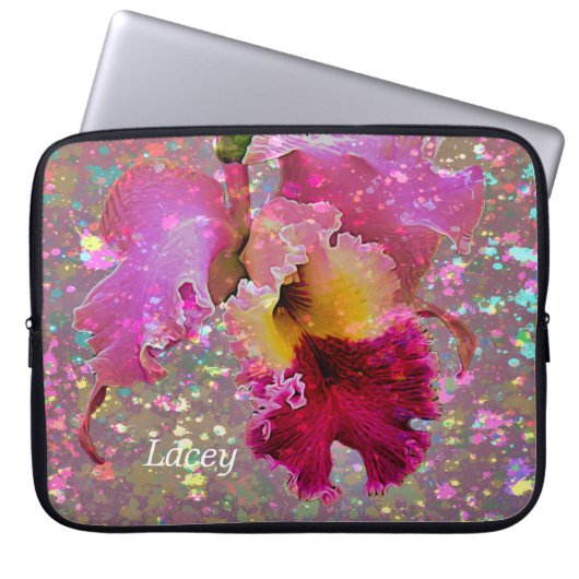 Paint Splattered Orchid Laptop Case (Vorderseite)