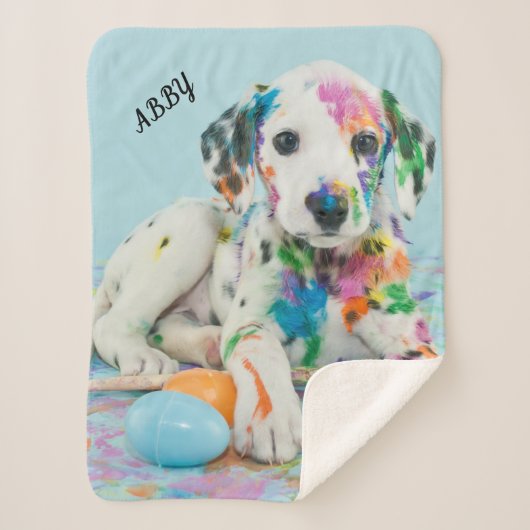 PAINT SPLATTERED PUPPY BLANKET. SHERPADECKE (Vorderseite)