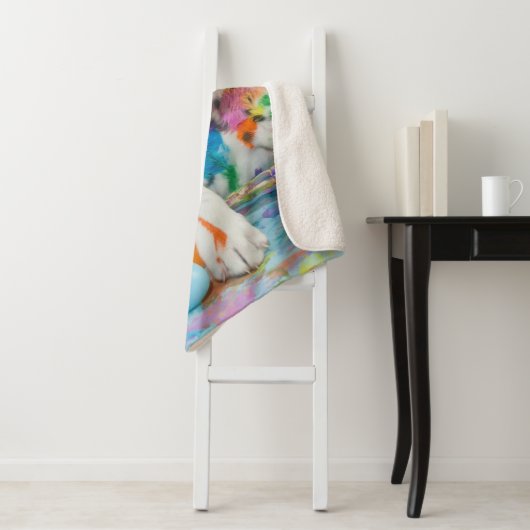PAINT SPLATTERED PUPPY BLANKET. SHERPADECKE (Beispiel)