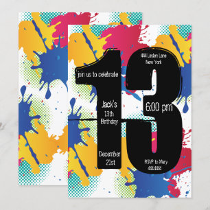 Paint Spritzer 13. Geburtstagseinladung Einladung