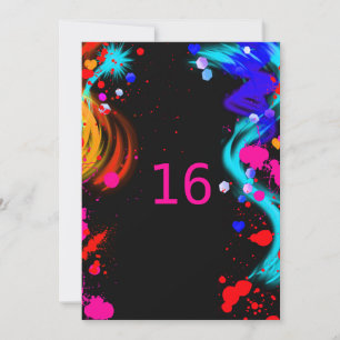 Paint Spritzer 16 . Geburtstag oder Bat Mitzvah Ei Einladung
