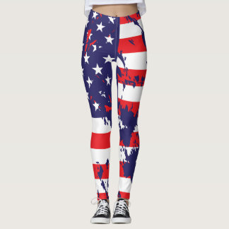 Paint Spritzer American Flag Leggings