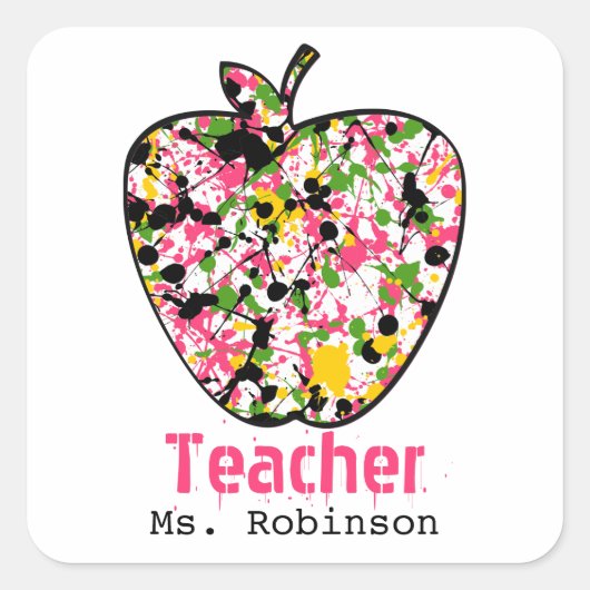 Paint Spritzer Apple Teacher Stickers (Vorderseite)