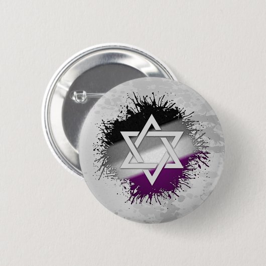 Paint Spritzer Asexual Pride Star des David-Symbol Button (Vorne & Hinten)