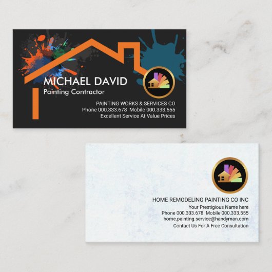 Paint-Spritzer auf Gebäude-Zuhause Visitenkarte (Vorne/Hinten)