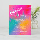 Paint Spritzer Birthday Party Einladung (Stehend Vorderseite)