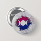 Paint Spritzer Bisexual Flag Triple Goddess Moon Button (Vorne & Hinten)