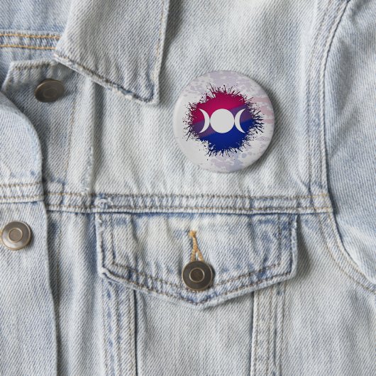 Paint Spritzer Bisexual Flag Triple Goddess Moon Button (Beispiel)