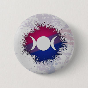 Paint Spritzer Bisexual Flag Triple Goddess Moon Button