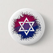 Paint Spritzer Bisexual Pride Star des David-Symbo Button (Vorderseite)