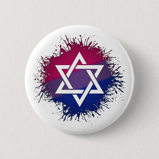 Paint Spritzer Bisexual Pride Star des David-Symbo Button (Vorderseite)