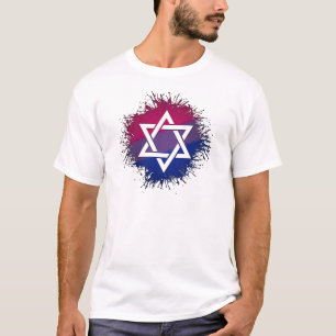 Paint Spritzer Bisexual Pride Star des David-Symbo T-Shirt