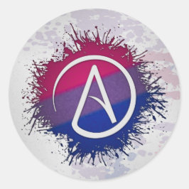 Paint Spritzer Bisexual Prix Atheist Symbol Runder Aufkleber