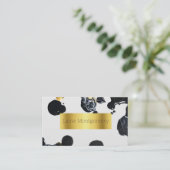 Paint Spritzer Black Gold Modern Business Card Visitenkarte (Stehend Vorderseite)