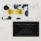 Paint Spritzer Black Gold Modern Business Card Visitenkarte (Vorne/Hinten)