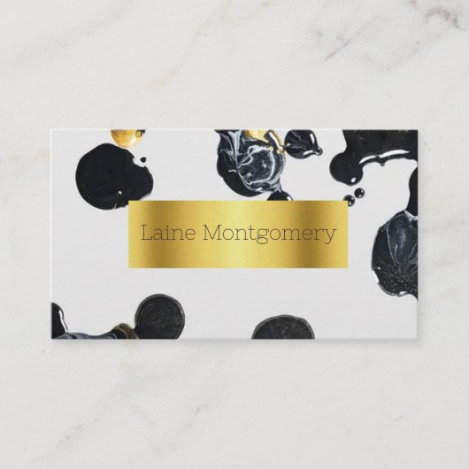 Paint Spritzer Black Gold Modern Business Card Visitenkarte (Vorderseite)