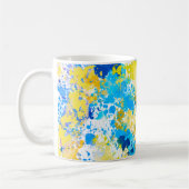 Paint Spritzer Blau und Gelb Kaffeetasse (Links)