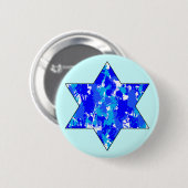 Paint Spritzer Blue Jewish Star Button (Vorne & Hinten)