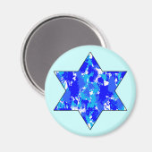 Paint Spritzer Blue Jewish Star Magnet (Vorderseite/Rückseite)
