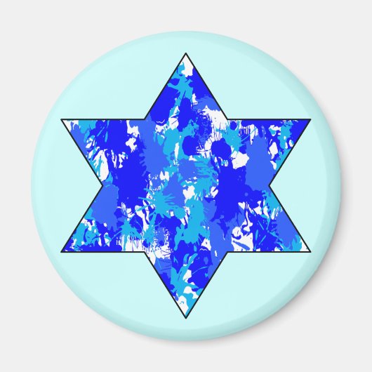 Paint Spritzer Blue Jewish Star Magnet (Vorne)