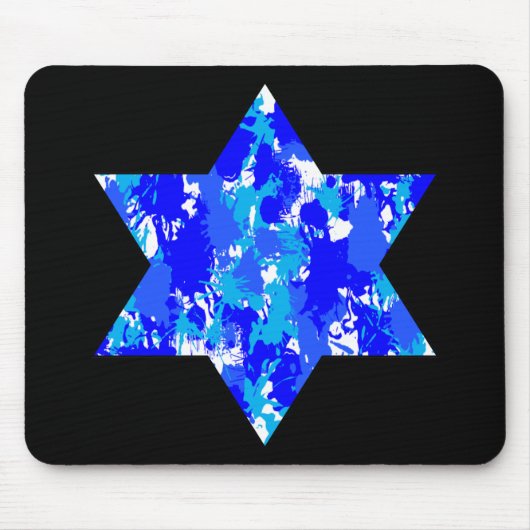 Paint Spritzer Blue Jewish Star Mousepad (Vorne)