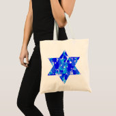 Paint Spritzer Blue Jewish Star Tragetasche (Vorderseite (Produkt))