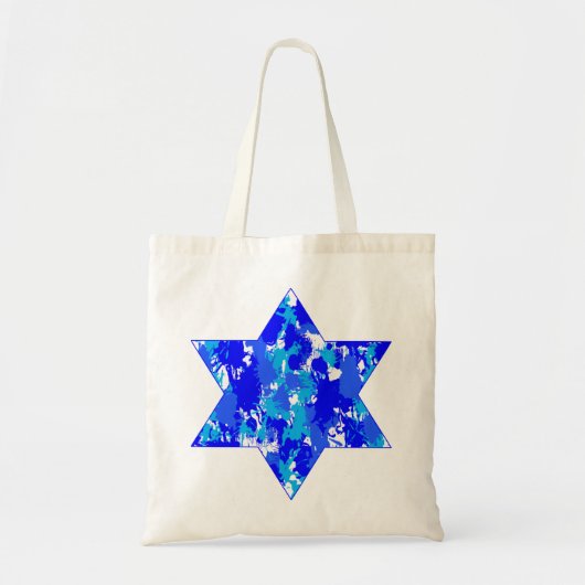 Paint Spritzer Blue Jewish Star Tragetasche (Vorne)