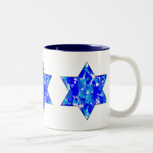Paint Spritzer Blue Jewish Star Zweifarbige Tasse