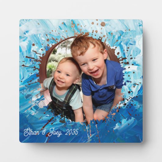 Paint Spritzer Blue Kids Foto Frame Fotoplatte (Vorderseite)
