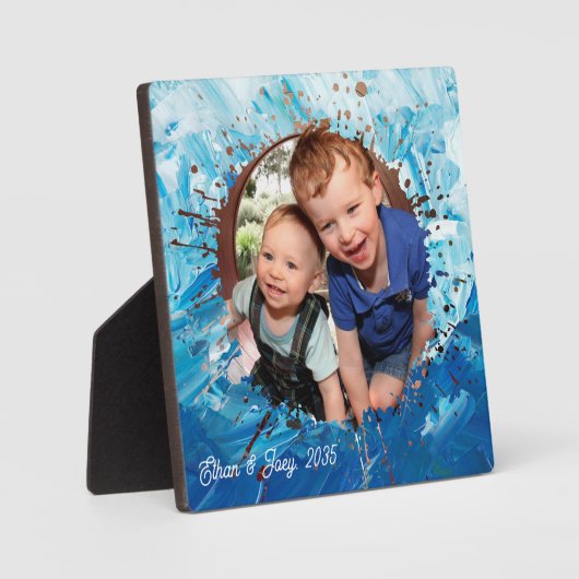 Paint Spritzer Blue Kids Foto Frame Fotoplatte (Vorderseite)