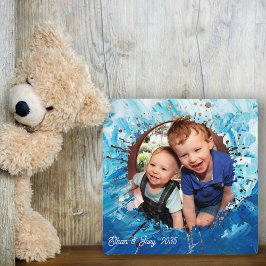 Paint Spritzer Blue Kids Foto Frame Fotoplatte