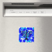 Paint Spritzer Blue Menorah Magnet (In Situ (Geschirrspüler))