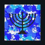 Paint Spritzer Blue Menorah Magnet<br><div class="desc">Paint Spritzer Blue menorah Magnet.</div>