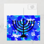 Paint Spritzer Blue Menorah Postkarte (Vorne/Hinten)