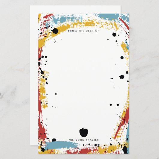 Paint Spritzer Brush Schlaganfälle Apple Lehrer (Vorne/Hinten)