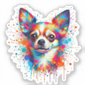 Paint Spritzer Chihuahua Aufkleber (Vorderseite)