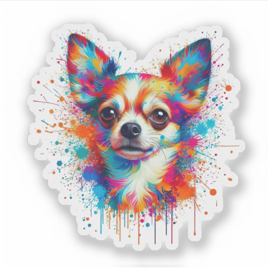 Paint Spritzer Chihuahua Aufkleber (Vorderseite)
