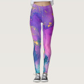 Paint Spritzer Cotton Candy Fields Leggings (Vorderseite)