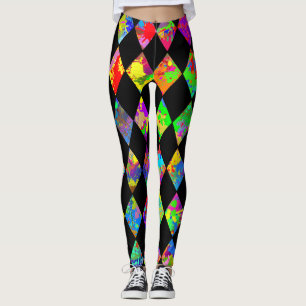 Paint Spritzer Diamond Pattern Leggings