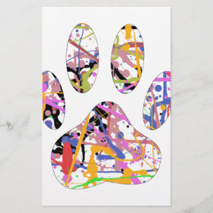 Paint Spritzer Dog Paw Print Briefpapier