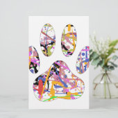 Paint Spritzer Dog Paw Print Briefpapier (Stehend Vorderseite)