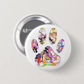 Paint Spritzer Dog Paw Print Button (Vorne & Hinten)