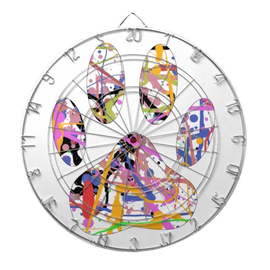 Paint Spritzer Dog Paw Print Dartscheibe (vorne)