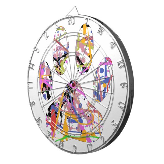 Paint Spritzer Dog Paw Print Dartscheibe (Vorderseite rechts)