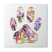 Paint Spritzer Dog Paw Print Fliese (Vorderseite)