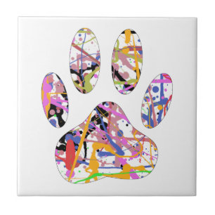 Paint Spritzer Dog Paw Print Fliese
