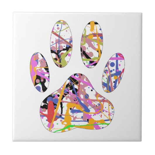 Paint Spritzer Dog Paw Print Fliese (Vorderseite)